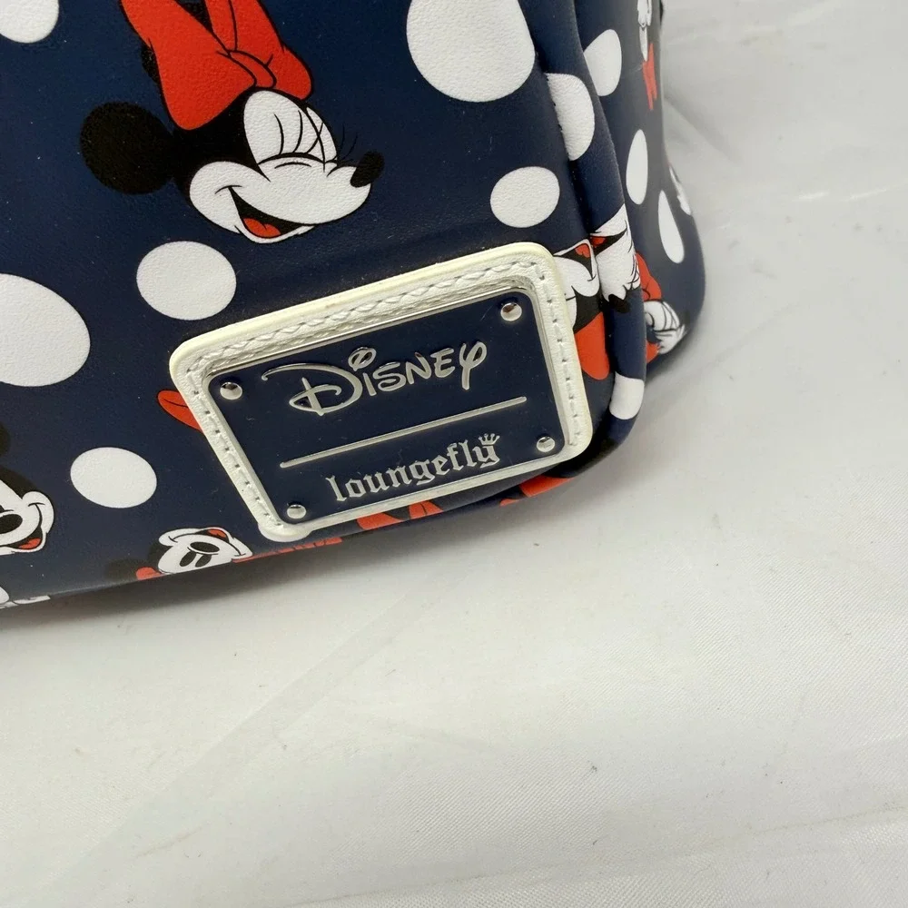 Disney Loungefly Minnie Mouse Polka Dot Navy Blue Mini Backpack Bag